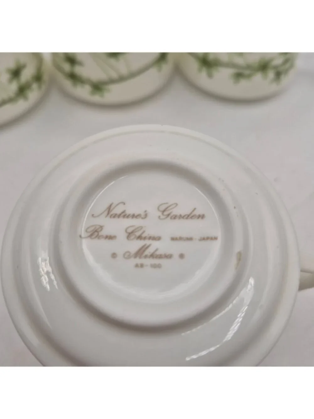 Narumi Mikasa Nature’s Garden Bone China Cups Set of Four Japan Floral VTG